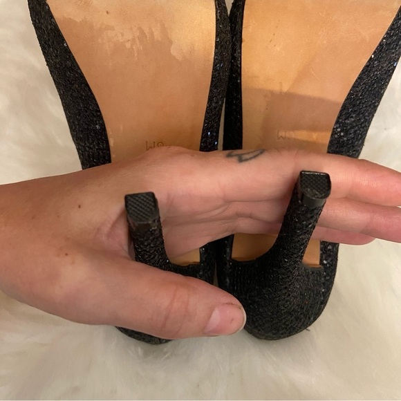 BNWOB Badgley Mischka Humble black sparkle peep toe heels in size 6 - Picture 10 of 11